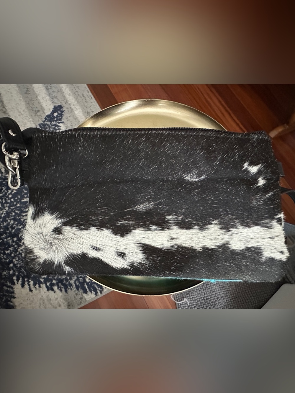 Crossbody EUC Blue Southwest and cowhide